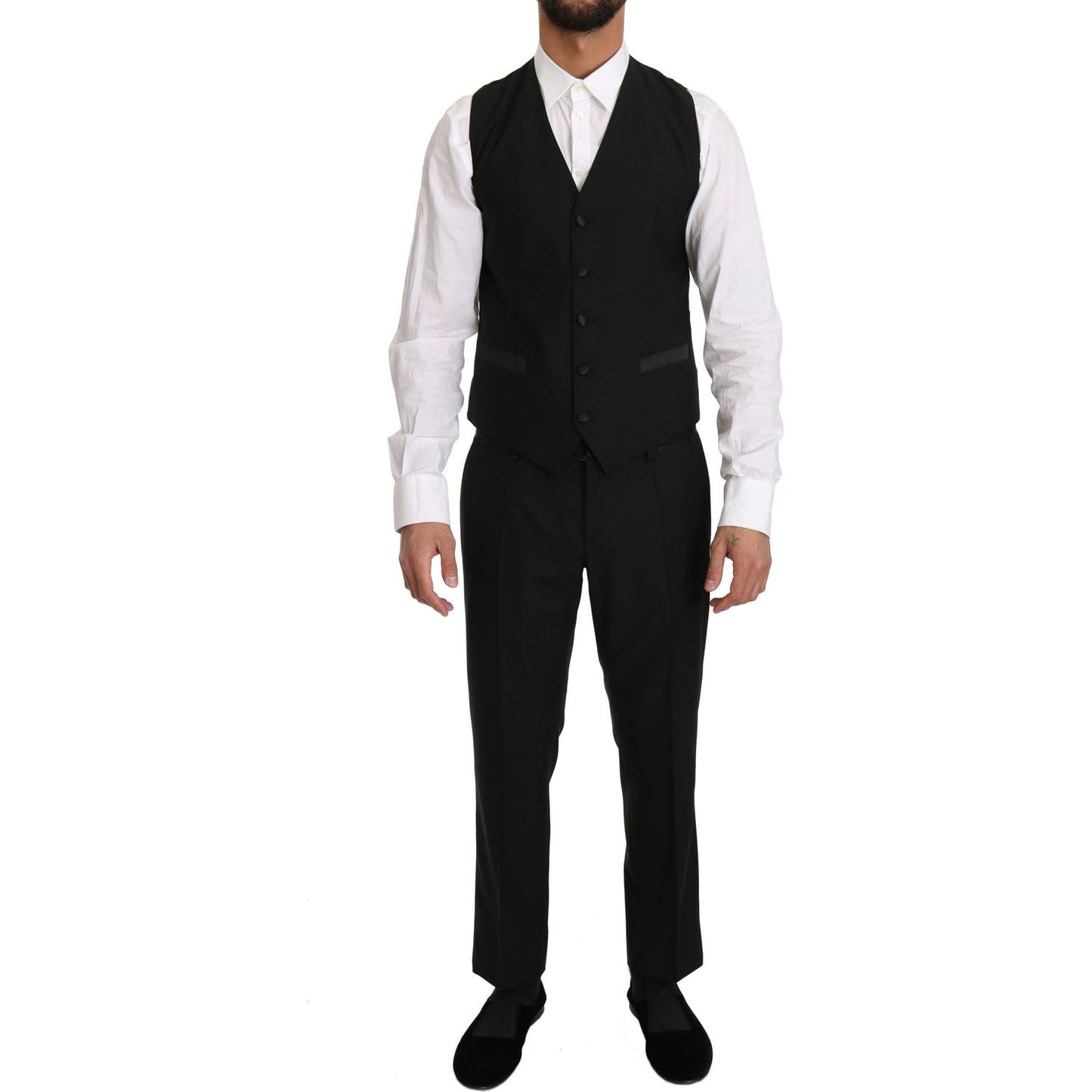 Dolce & Gabbana Black Wool Dress Waistcoat Gillet Vest