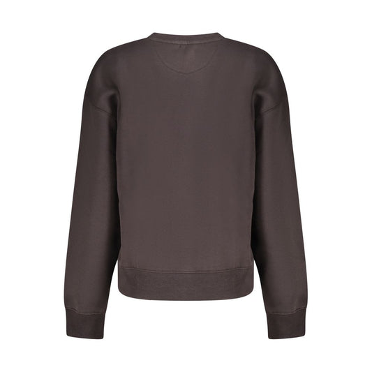 Back view of Pepe Jeans Black Cotton Women Sweater with crew neck, made of 70% organic cotton for eco-friendly style.