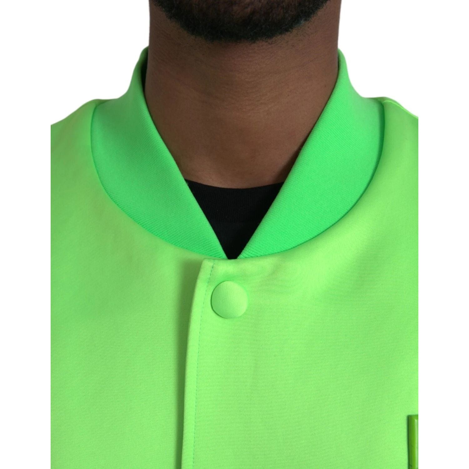 Dolce & Gabbana Neon Green Polyester Long Sleeves Men Bomber Jacket