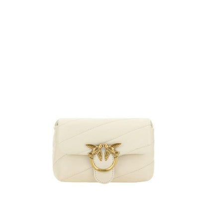 PINKO White Calf Leather Bos Taurus Shoulder Bag