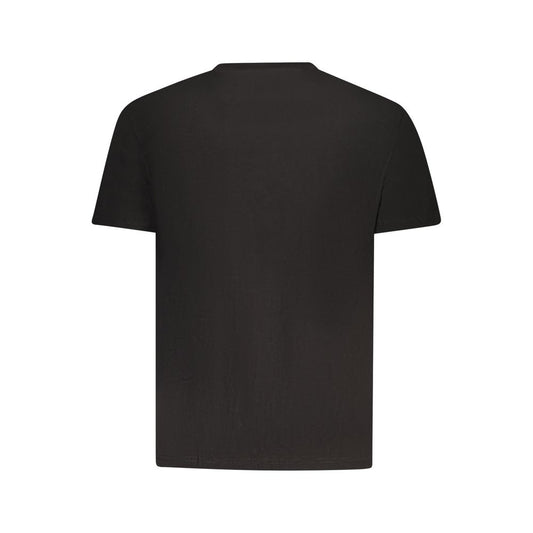 Back view of Tommy Hilfiger Black Cotton Men T-Shirt with sustainable cotton material.