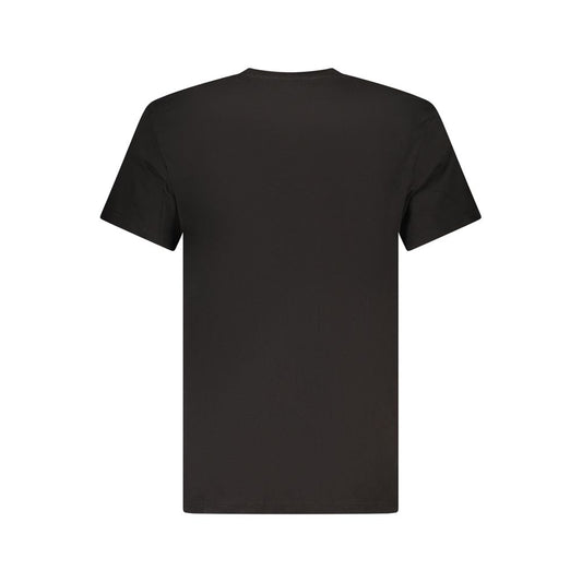 Tommy Hilfiger Black Cotton Men T-Shirt back view showcasing crewneck and short sleeves.