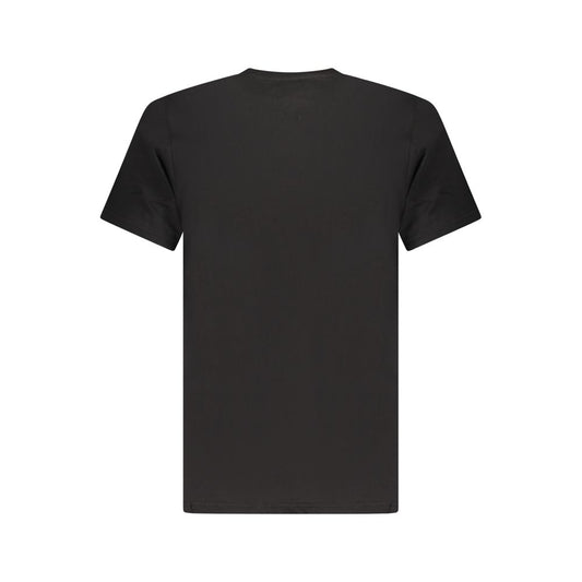 Tommy Hilfiger Black Cotton Men T-Shirt, eco-friendly regenerative cotton, sleek black design with crew neck, back view, sustainable fashion