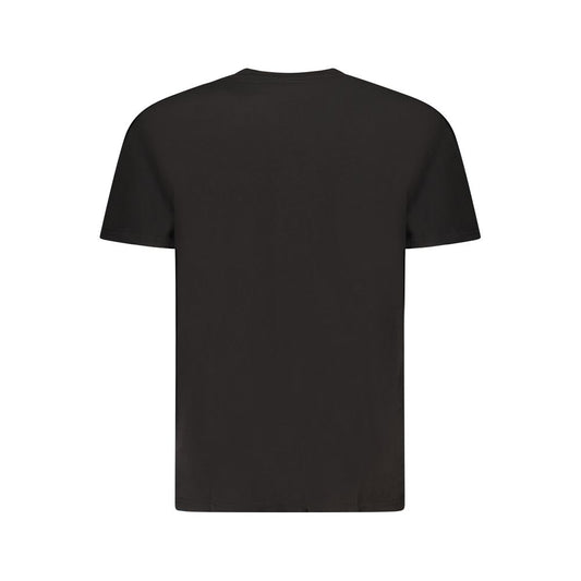 Back view of Tommy Hilfiger Black Cotton Men T-Shirt showcasing sleek design and iconic logo.
