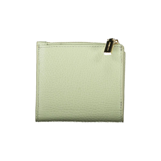 Coccinelle Green Leather Women Wallet - Italian crafted luxury wallet in soft green leather with zip closure and elegant design.