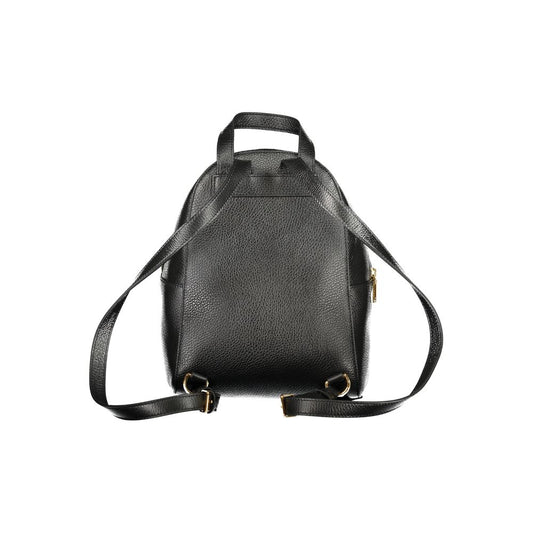 Back view of Coccinelle Black Leather Women Backpack showing straps and texture.