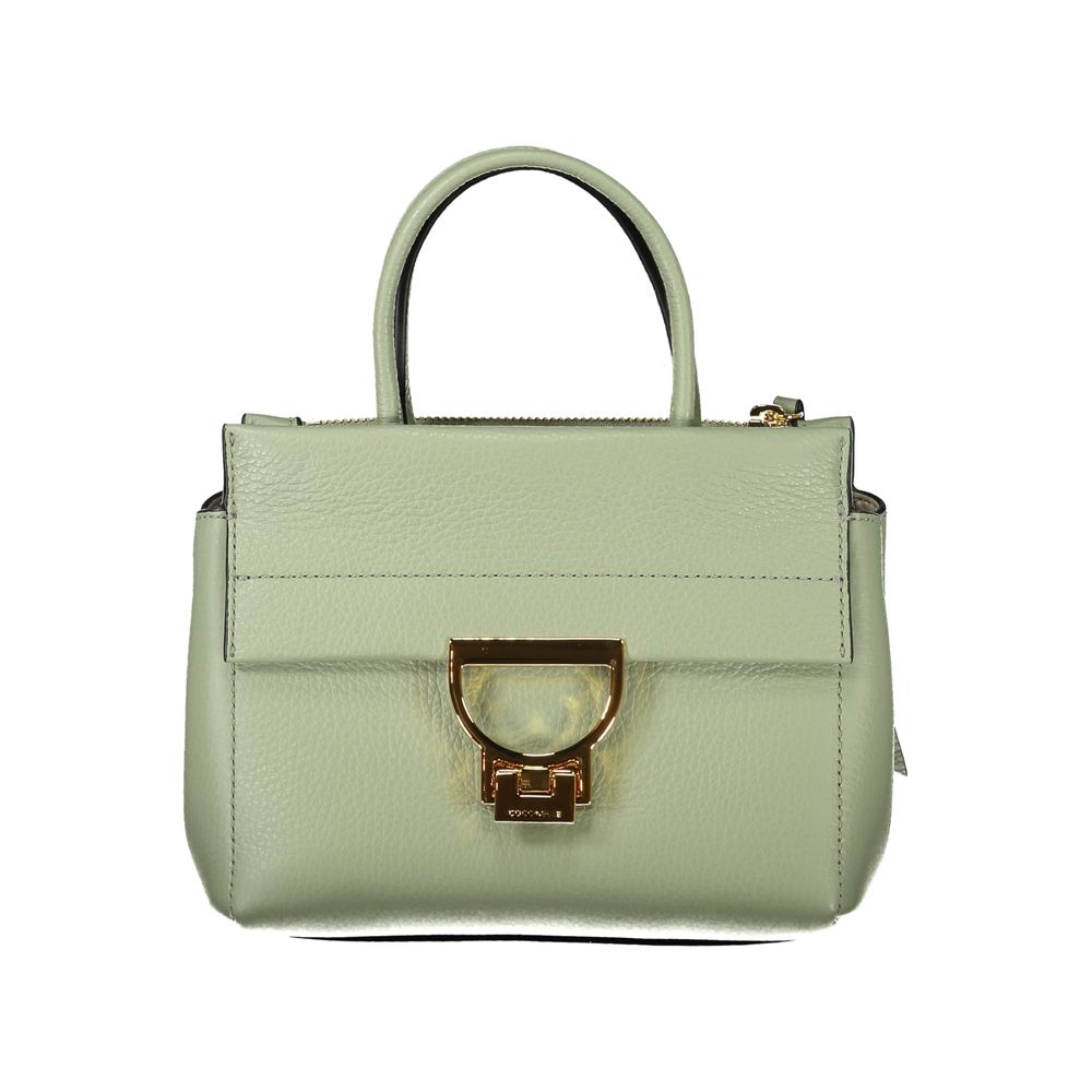 Coccinelle Green Leather Women Handbag with elegant design and adjustable strap, showcasing luxury Italian craftsmanship.