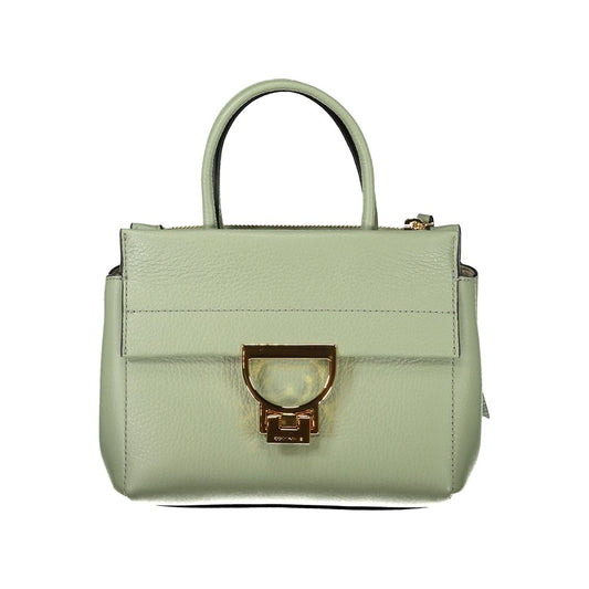 Coccinelle Green Leather Women Handbag with gold accents and adjustable strap, showcasing Italian craftsmanship and luxury