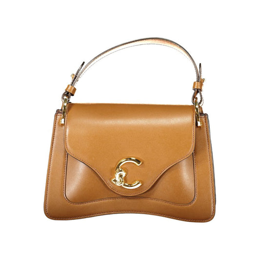 Coccinelle Brown Leather Women Handbag with adjustable strap and gold detailing, perfect for stylish versatility.