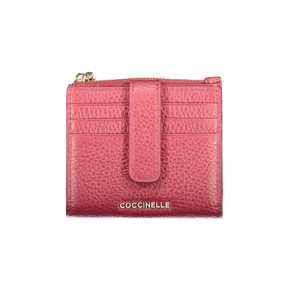Coccinelle Purple Leather Women Wallet showcasing premium leather design with card slots and secure zip closure