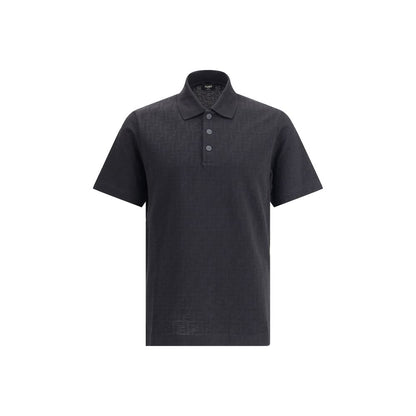 Fendi Black Cotton Polo Shirt