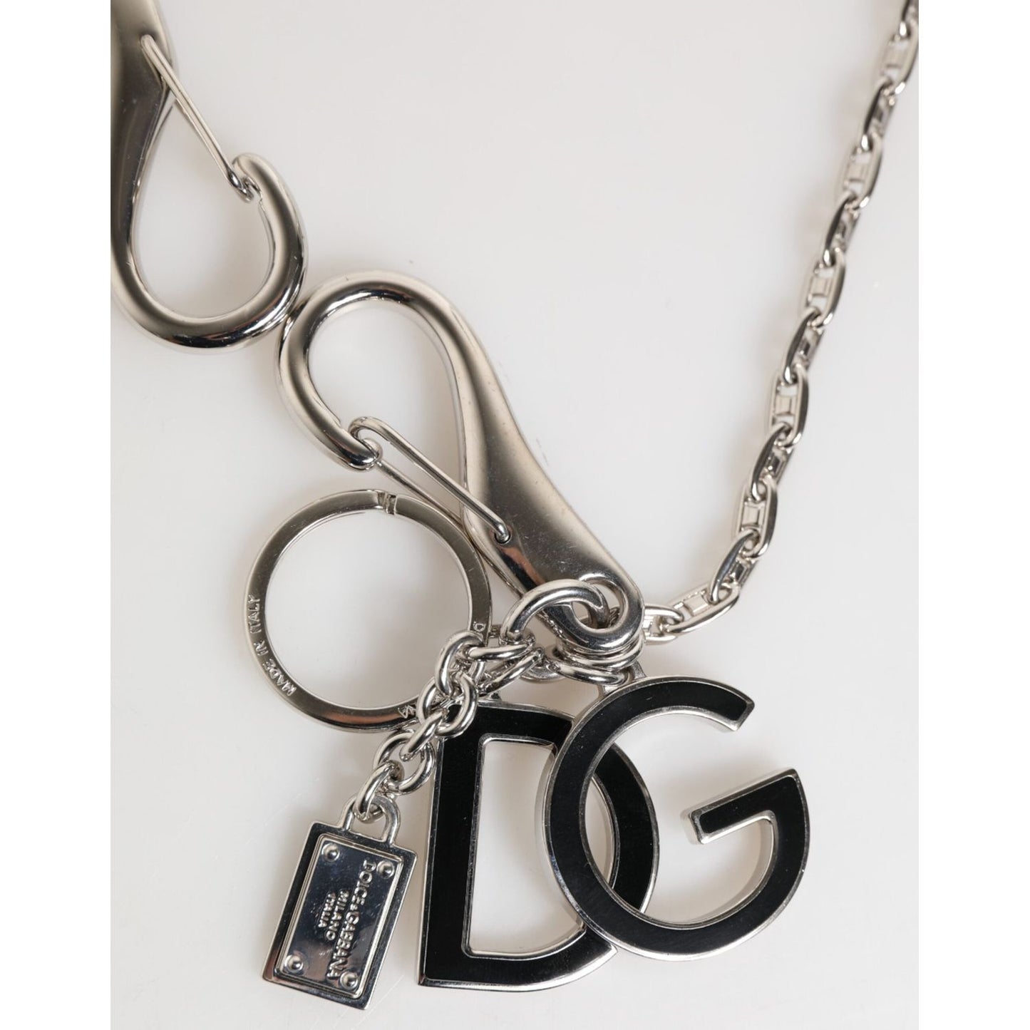 Dolce & Gabbana Silver DG Logo Key Holder Keychain Bag Charm Keyring