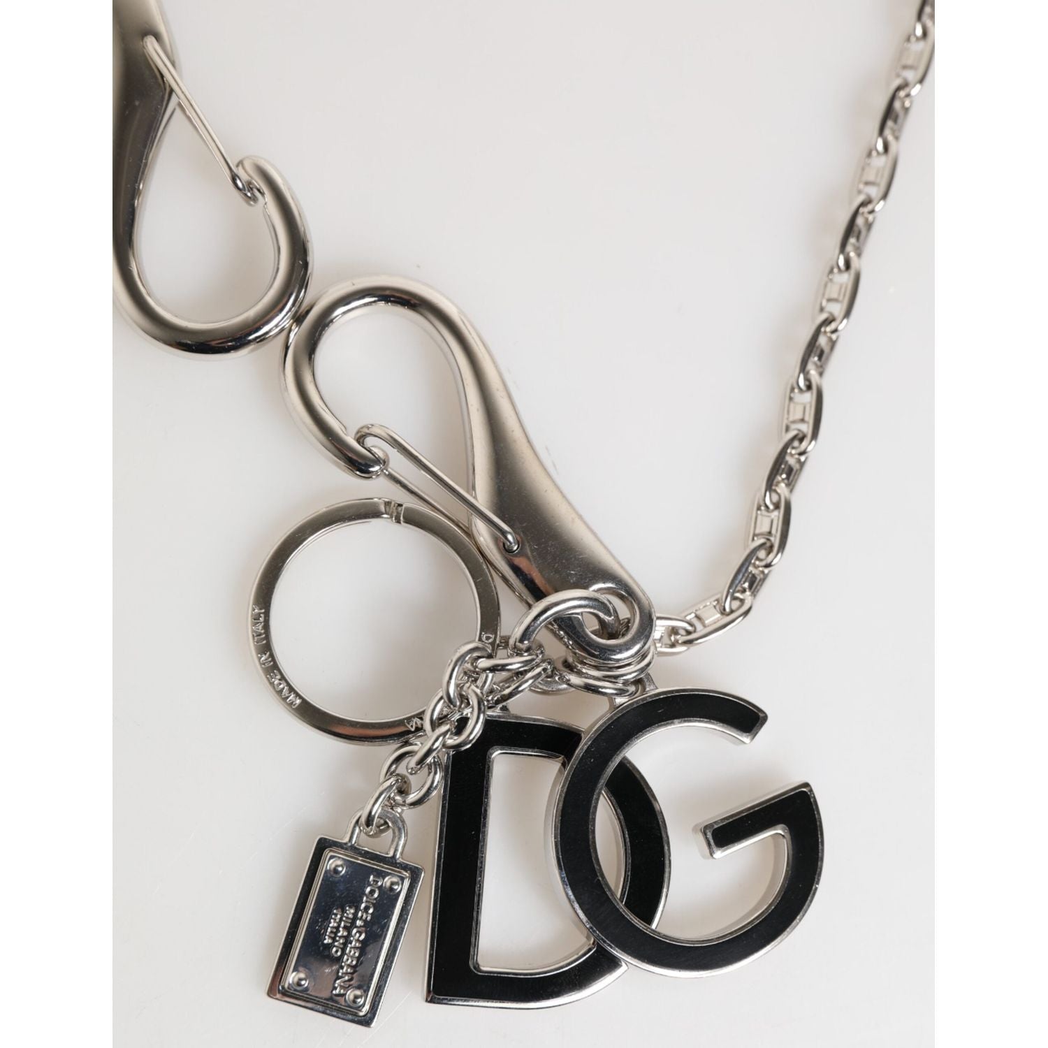 Dolce & Gabbana Silver DG Logo Key Holder Keychain Bag Charm Keyring