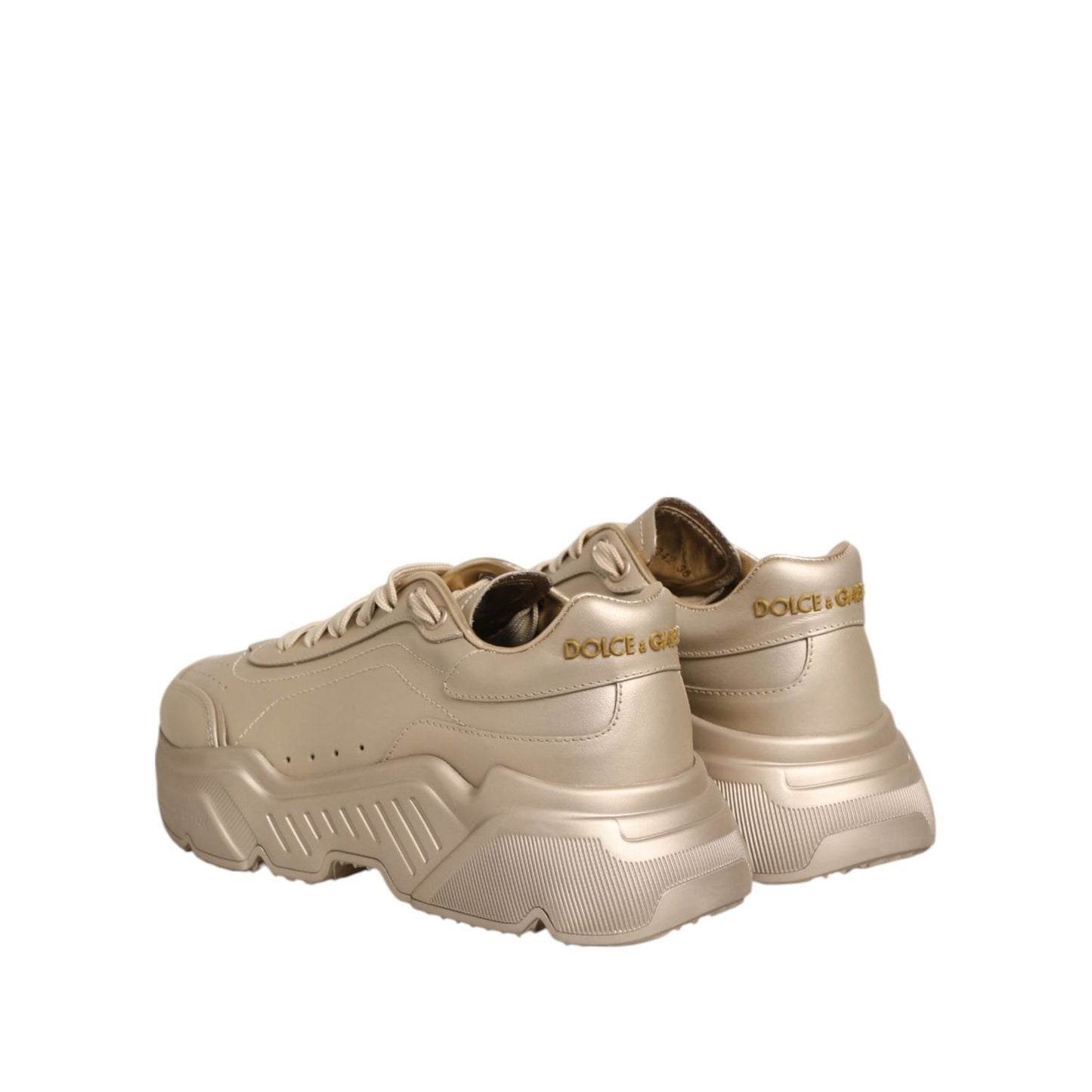 Dolce & Gabbana Gold Leather Daymaster Women Sneaker Shoes