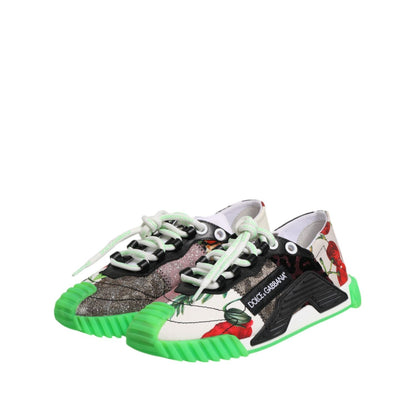 Dolce & Gabbana Multicor DG Logo Leopard Cherry Sneaker Shoes 1% Elastane,1728,4% Cotton,67345645728,8% Nylon,Chunky - Sneakers - Shoes,Dolce & Gabbana,EU35/US4.5,EU37/US6.5,Low Tops - Sneakers - Shoes,Material: 87% Calfskin,Multicolor,New with tags,Shoes