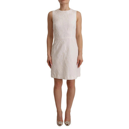 Dolce & Gabbana White Floral Sleeveless Sheath Mini Dress
