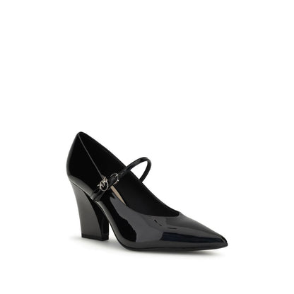 PINKO Black Calf Leather Bos Taurus High Heel Pumps