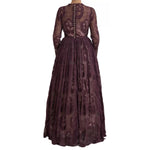 Dolce & Gabbana Purple Viscose Crystal A-Line Gown Dress with floral embroidery, back zipper, and multicolor crystal details.