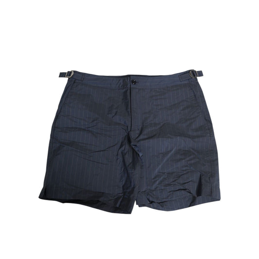 Dolce & Gabbana Navy Blue Polyester Pinstripe Men Shorts Swimwear