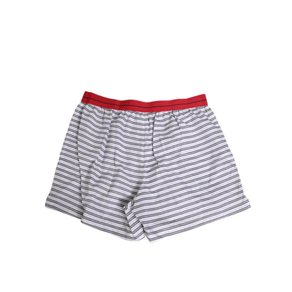 Dolce & Gabbana White Striped Cotton Red Waistband Shorts Swimwear