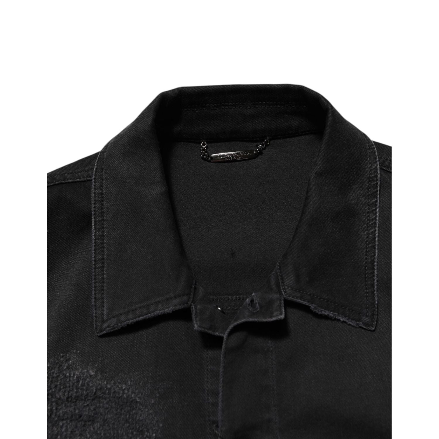 Dolce & Gabbana Black Cotton Denim Stretch Button Up Jacket
