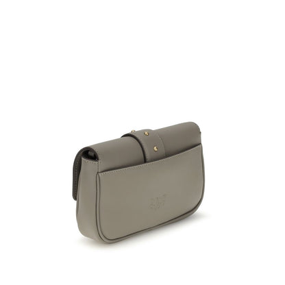 PINKO Gray Calf Leather Bos Taurus Shoulder Bag
