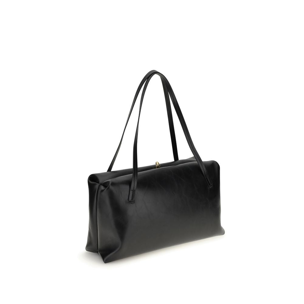 Jil Sander Black Calf Leather Bos Taurus Shoulder Bag