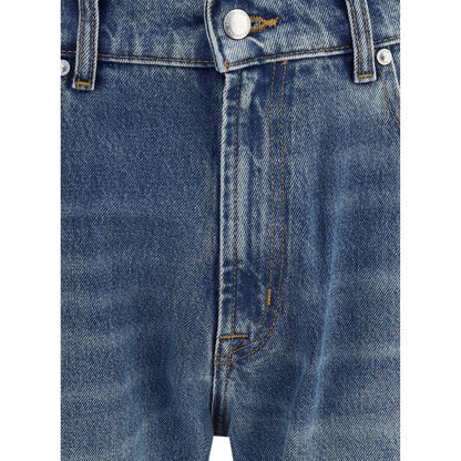 7FOR Blue Cotton Straight-Leg Jeans