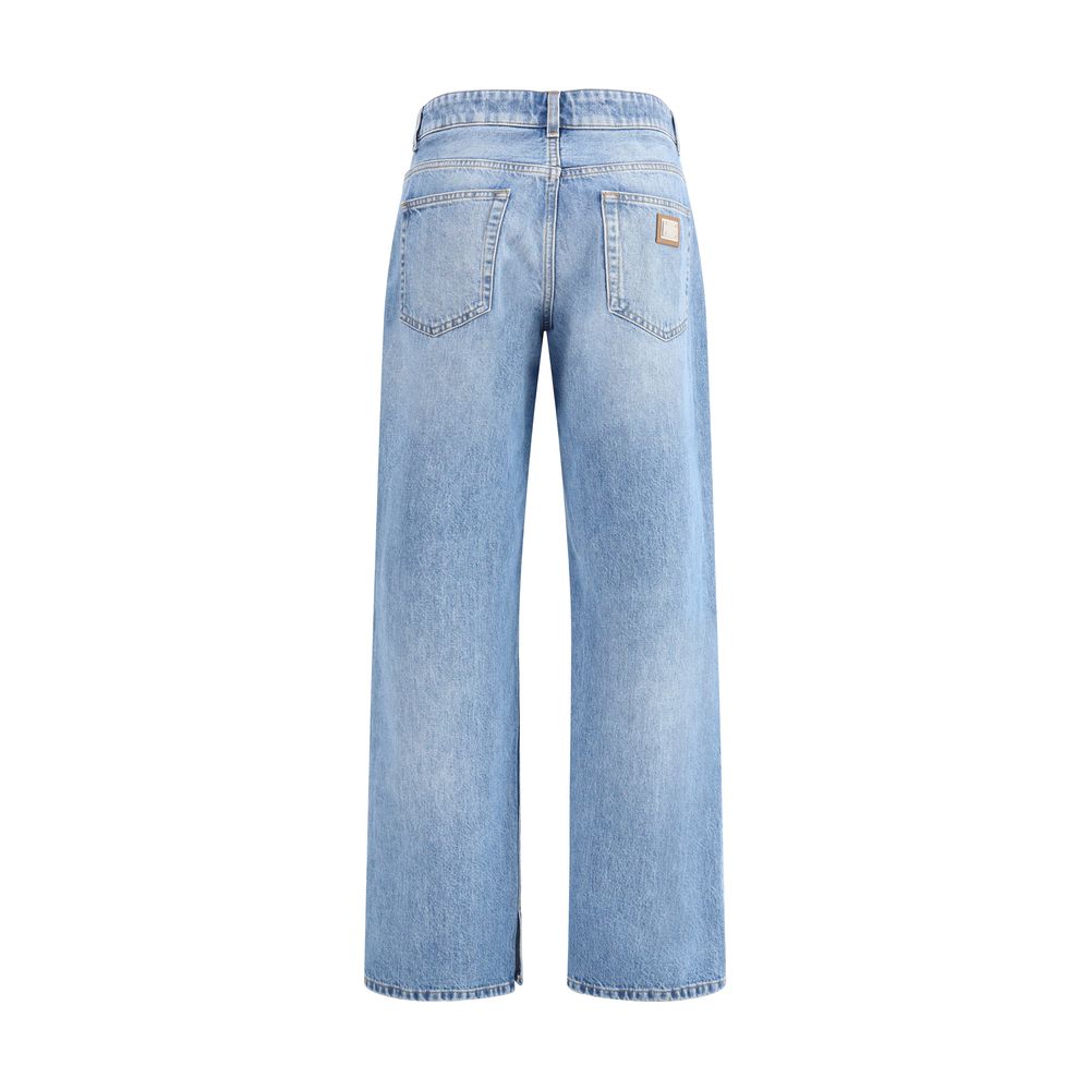 Dolce & Gabbana Light Blue Cotton Straight-Leg Jeans