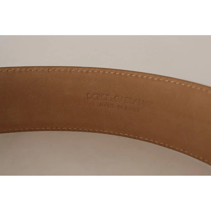 Costume National Brown Leather Gold Metal Oval Buckle Belt