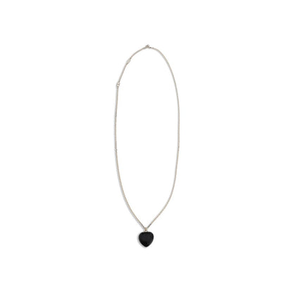 Valentino Garavani Black Brass Necklace with VLogo detail and gold-tone finish, adjustable length, AW25 collection.