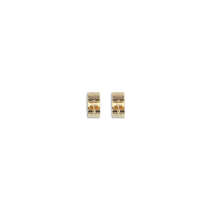 Jil Sander Gold Brass Earrings with geometric texture and minimalist design, perfect for elegant, sophisticated looks.