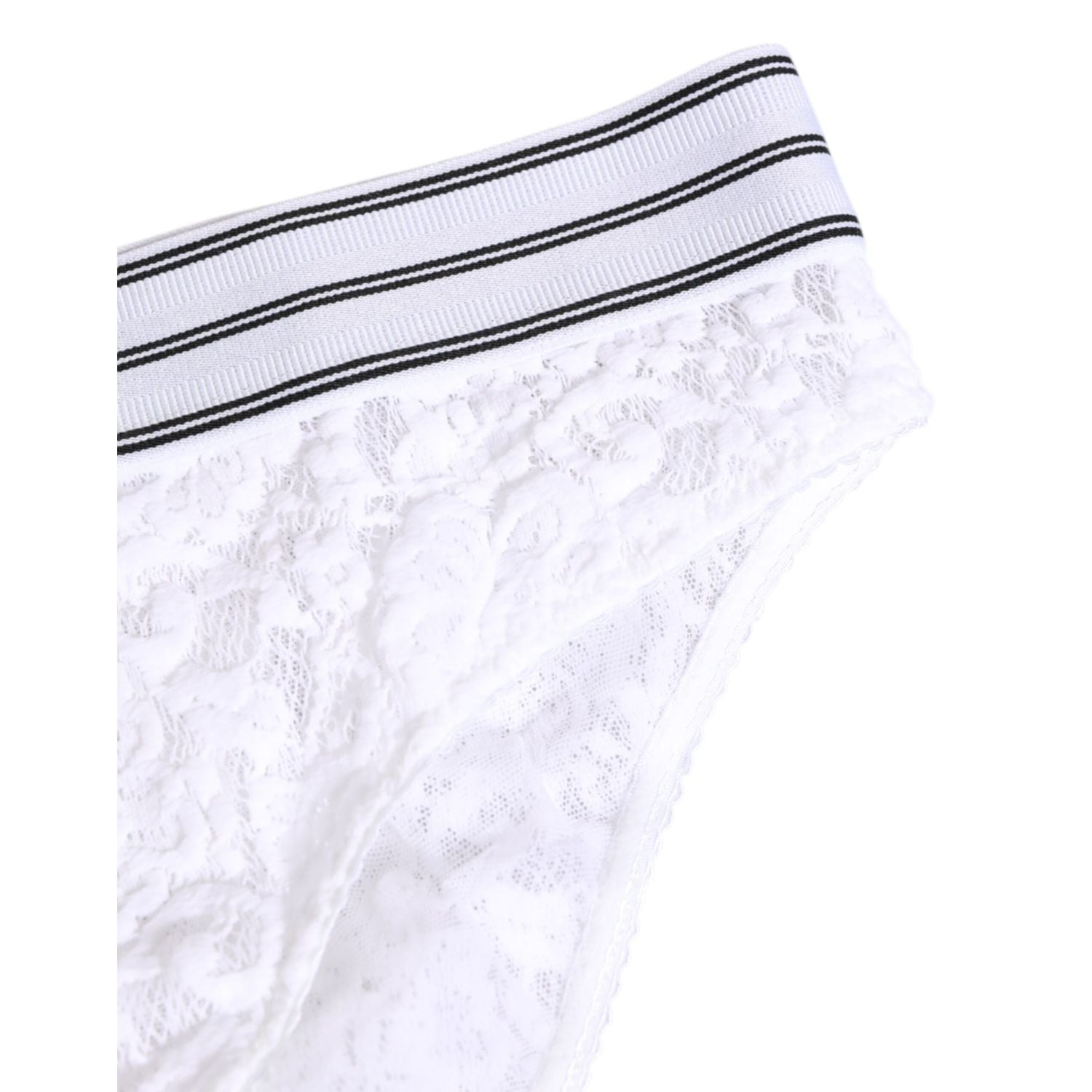 Dolce & Gabbana White Lace Slip Brief Logo Waistband Underwear