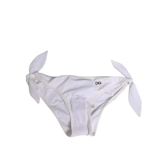 Dolce & Gabbana White Side Tie Logo Bikini Bottom Underwear