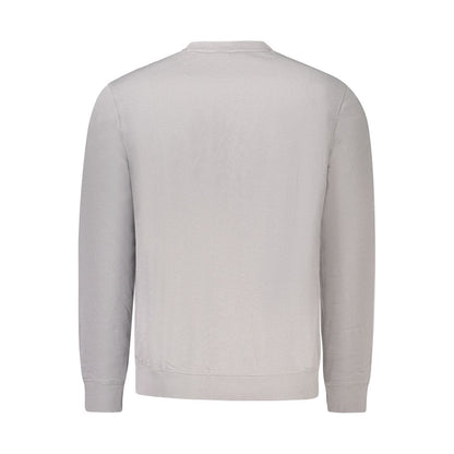 Back view of Hugo Boss Gray Cotton Men Sweater showcasing long sleeves and sleek design.