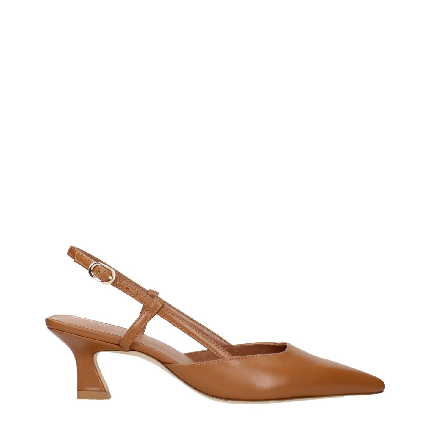 Stuart Weitzman Brown Leather Mid Heel Pumps