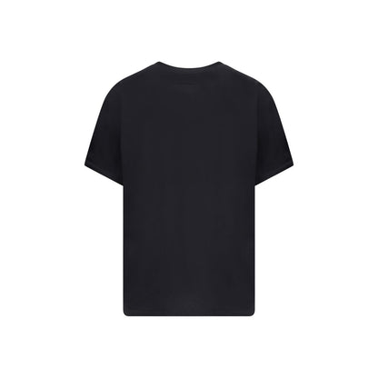 Back view of MM6 Black Cotton T-Shirt with ribbed crew neck, clean silhouette and logo print, part of AW25 collection, 100% cotton.