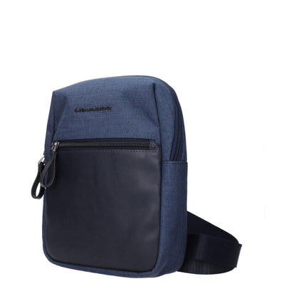 Piquadro Blue Fabric Crossbody Bag