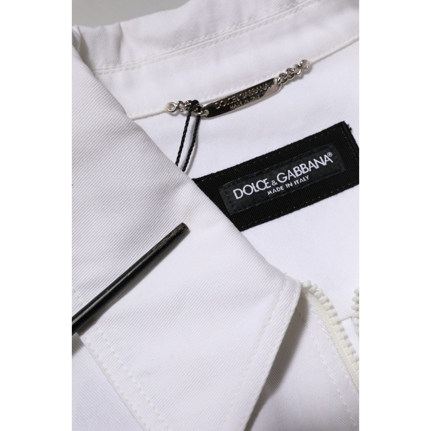 Dolce & Gabbana White Barcode Patch Utility Zip Jumpsuit Pants