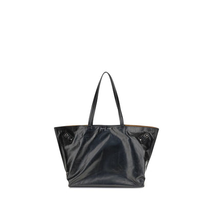 Proenza Schouler Black Leather Shoulder Bag with silver-tone buckles and spacious design