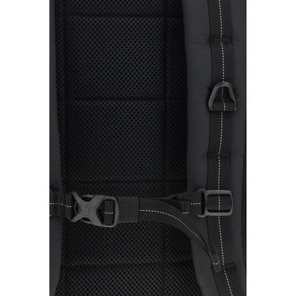 Close-up of Parajumpers Black Polyamide Backpack showing padded straps and black mesh material.