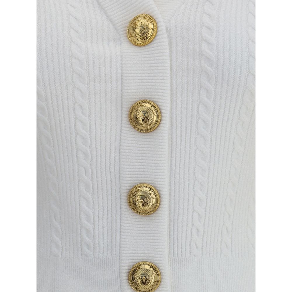 Balmain White Viscose Cardigan