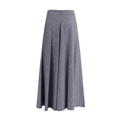 Sara Roka Blue Cotton Midi Skirt
