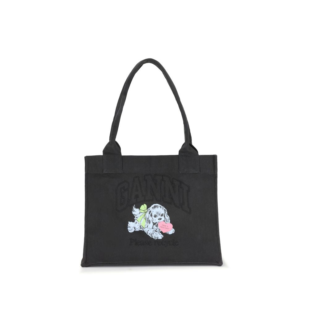 Ganni Black Cotton Shoulder Bag