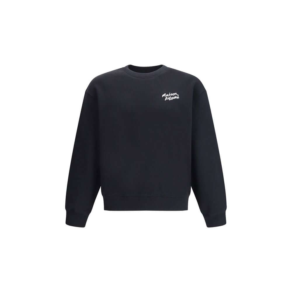 Maison Kitsuné Black Cotton Sweatshirt with logo, crew neck, and ribbed cuffs, perfect for casual elegance and comfort, AW25 season.
