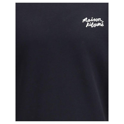 Maison Kitsuné Black Cotton Sweatshirt with printed front logo, crew neck, ribbed hem and cuffs for a stylish and comfortable fit.