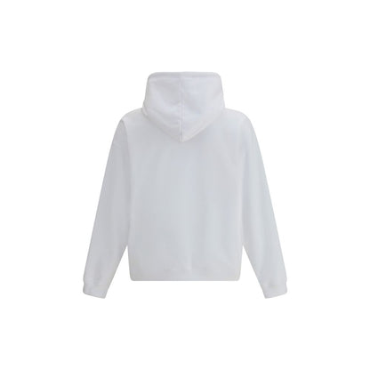 Back view of Dsquared² White Cotton Sweatshirt with adjustable drawstring hood for AW25 season.