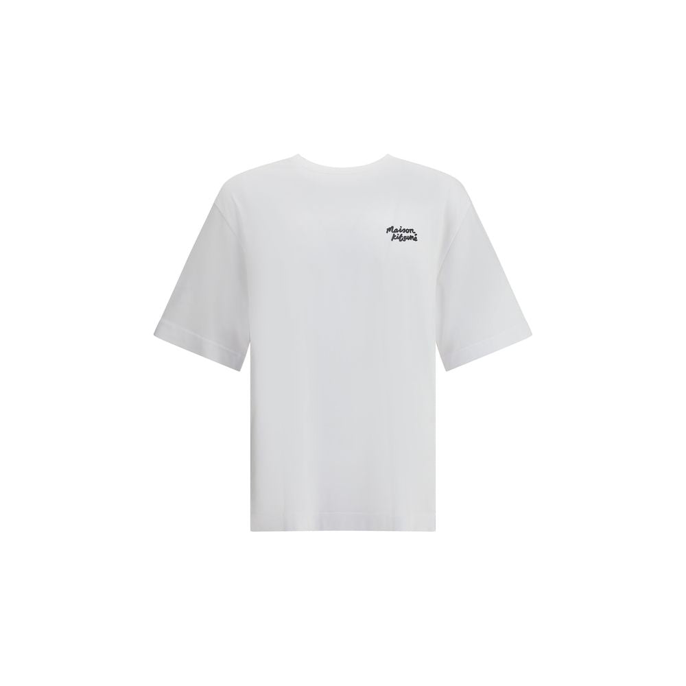 Maison Kitsuné White Cotton T-Shirt with contrast logo on front