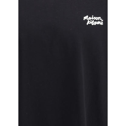 Maison Kitsuné Black Cotton T-Shirt with contrasting logo on front