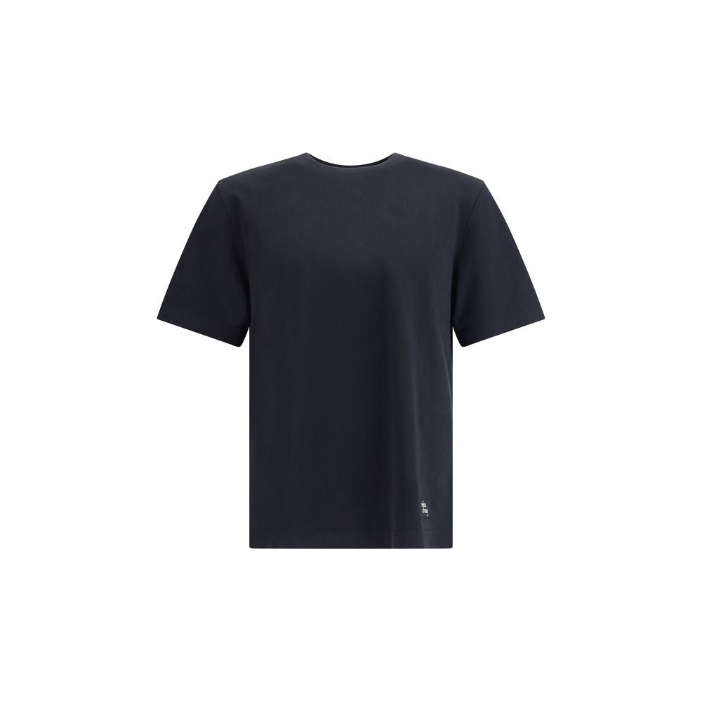 Maison Kitsuné Black Cotton T-Shirt with ribbed crew neck and logo patch.